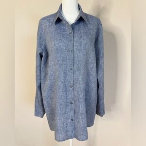 Eileen Fisher Yarn-Dyed Handkerchief Organic Linen Shirt